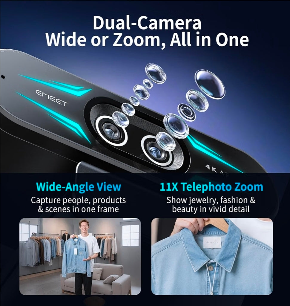 C60E Dual-Camera 4K Webcam for Streaming